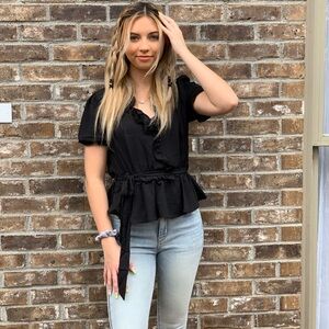 Elegant Black Ruffle Top